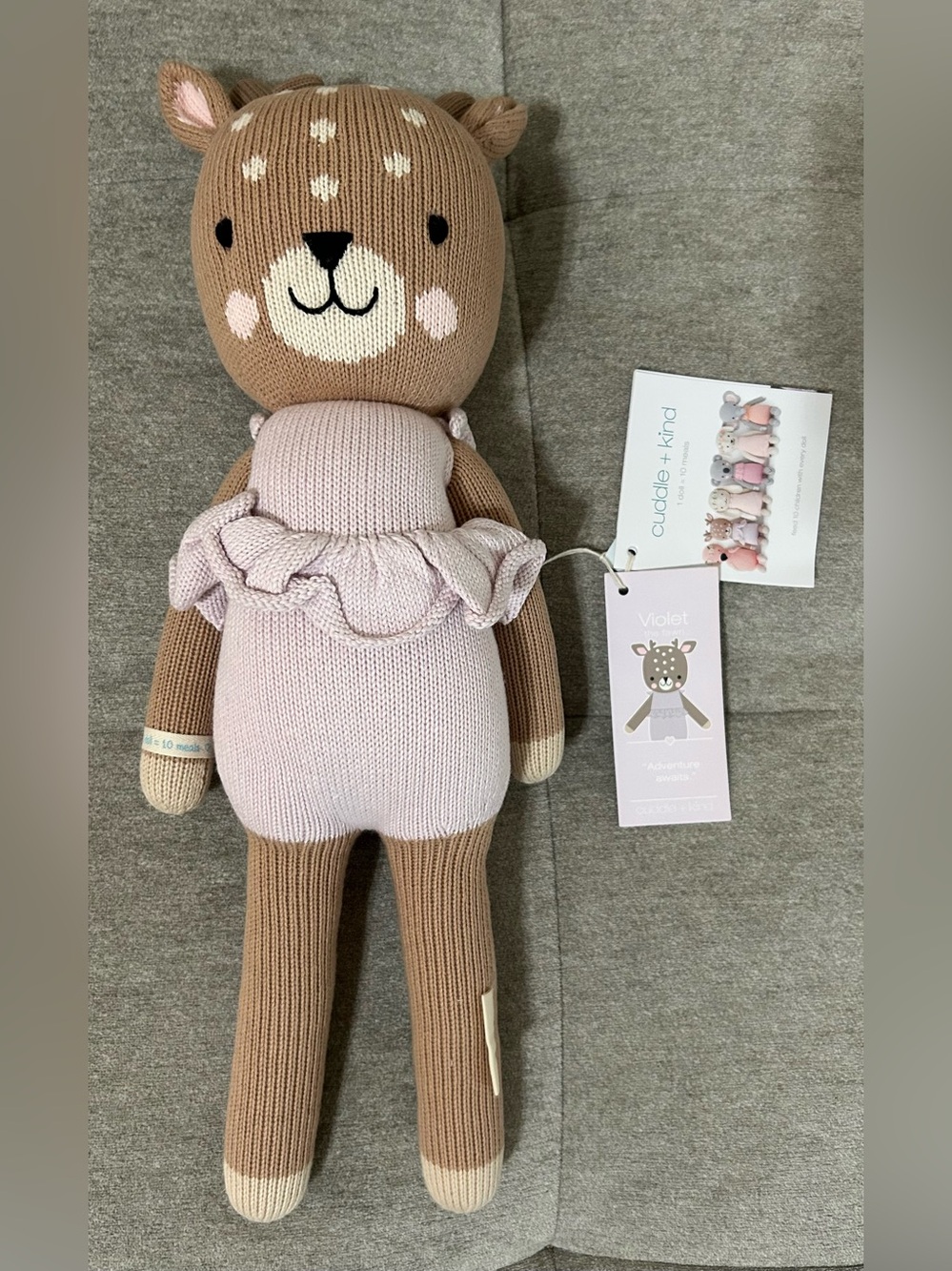 Cuddle + Kind Violet the Deer Knit Plush - Pink and Brown